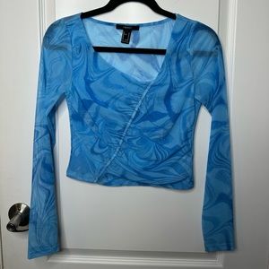Forever21 Blue Mesh Longsleeve Shirt